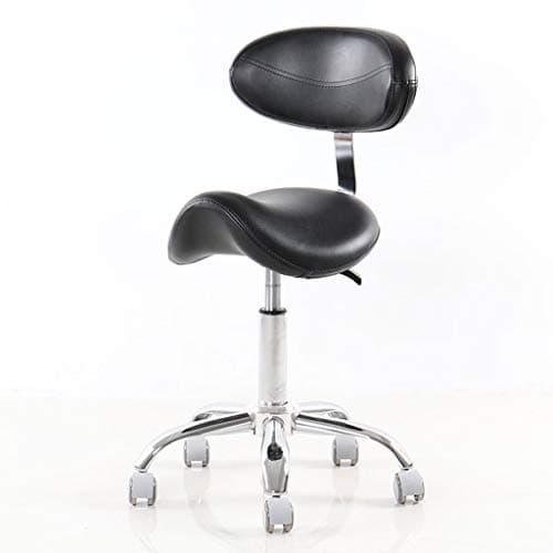 WLDD Ergonomic Adjustable Saddle Stool (Without Back) Ergonomic Swivel Chair For Dental Office Massage Clinic Spa Salon With Wheels (Color : Black 2)