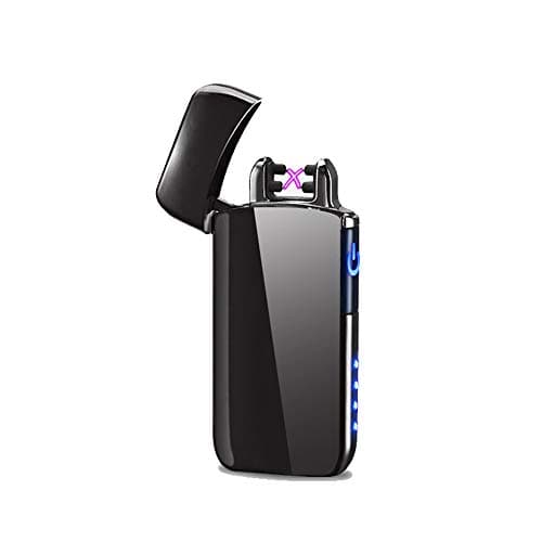 Electronic Plasma Lighter, Windproof Flameless Electric Double Arc Plasma Lighter Usb Rechargeable Touch Sensor Lighter (139Black)