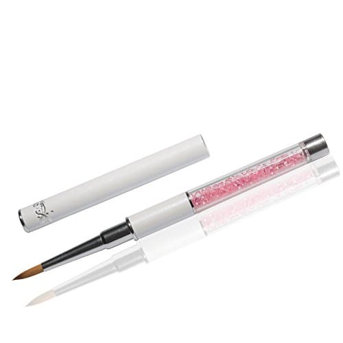 White Acrylic Brush Round Size 4 Pink Handle Pink Diamond Design