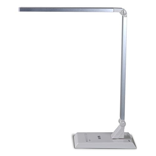 Nuova Modern Elegant Design White / Silver, Energy Efficient LED Desk Lamp 9W, 6 Brightness Levels - Simple and Easy Touch - USB Charging Port 5V/500MA
