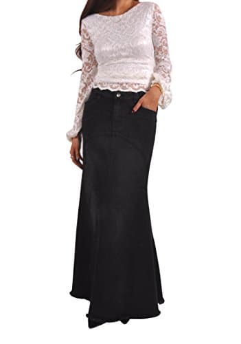 Style J Midnight Mermaid Long Denim Skirt