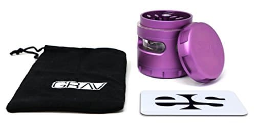 Grav Lab Designed Herbal Grinder - 2.5'' 4 Piece Purple with Metal Pollen Scoop and Clear ES Scoop Card