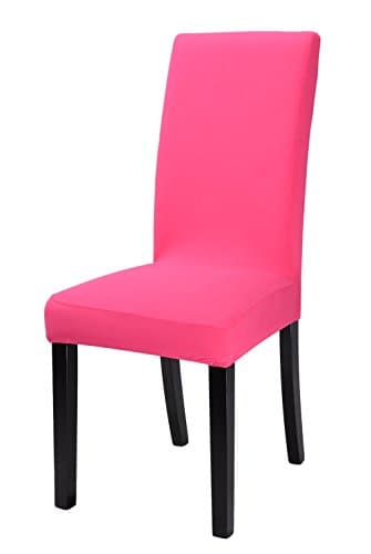 Homluxe Stretch Polyester Kitchen Dining Chair Covers Set (4, Rose Red)