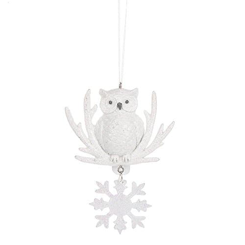 Midwest-CBK White Snowflake Owl Ornament