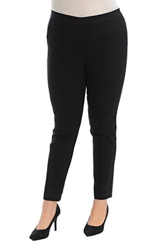 Women's Plus Size Four Way Stretch Pants (3X, Black)
