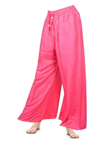 Youdlee Women's Comfortable Plain Rayon Palazzo (Pink, Free Size)