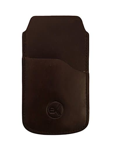 Exemplar Iphone 7 Plus Handmade Vintage Genuine Leather Mobile Sleeve Slim Pouch Case with Card Holder Dark Brown MP209 BP