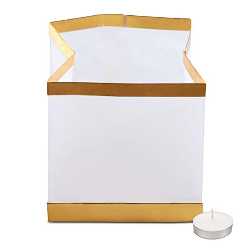 Unsinkable Floating Water Lantern with Tea Lights (Pack of 10) | Special Flotation Packet | Waterproof & Flameproof Paper | Chinese Water Lamps for Pool, Pond & Outdoor Party Decor