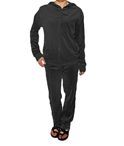 Chebella Women's Velour Suit Set,X-Large,Dark Grey