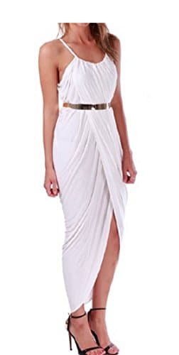 Slim Slip Ruffled Dress High Split With Belt Adjustable Off-shoulder Irregular Maxi Long Dress