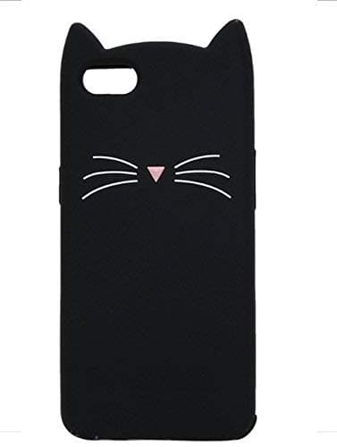 ANVIKA 3D Cartoon Cat Beard Silicone Hello Kitty Back Case Cover for Oppo A57-(Black)