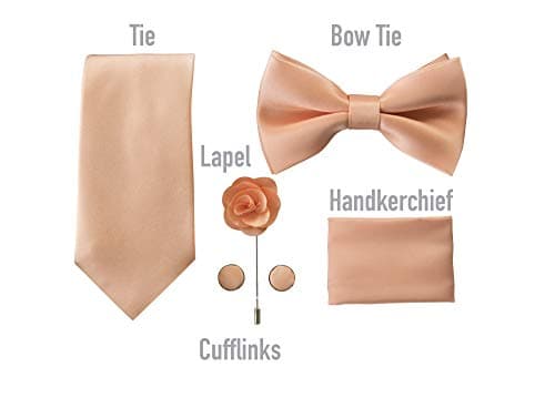 Berlioni Gift Box Set Present Tie Bow-Tie Lapel Pin Handkerchief and Cufflinks