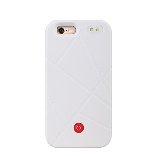 Kiwivalley LED Light Up Selfie Phone Case, LED Flash Light Phone Case for Iphone6 with Rechargeable Backup Power Bank ,Perfect for Camping,Night Running,Night Self-Timer (White)