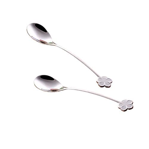 Coffee Spoons, Gift Spoons with Creative Curved Handle, UTours 304 Stainless Steel Plum Spoon Suitable For Lover, Friends, Family, Party, Wedding, Birthday, 2 Pcs(Silver)