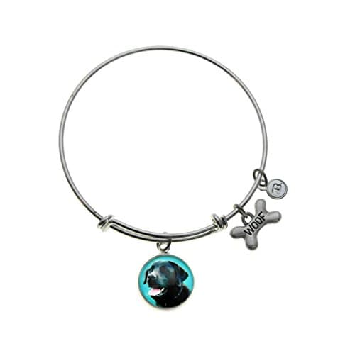Top Dogs Black Lab Labrador Retriever Charm Silver Plated Adjustable Bangle Bracelet