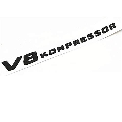 Chrome/Matte Black V8 KOMPRESSOR Plastic Car Trunk Rear Sides Letters Badge Emblem Emblems Decal Sticker for Mercedes Benz AMG (Matte Black)