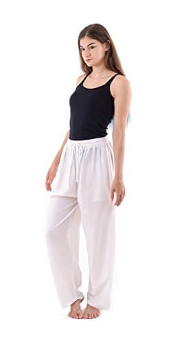 OaSa Womens Ocean Side Drawstring Pant Cover Up (White)