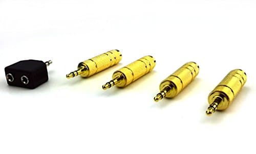 AKPOWER Premium Adapter Stereo Plug 3.5mm M to 1/4" F Adapter Metal - 3.5mm Stereo Plug to 6.35mm (1/4 Inch) Stereo Jack Adaptor - Gold Plated (5-Pack)