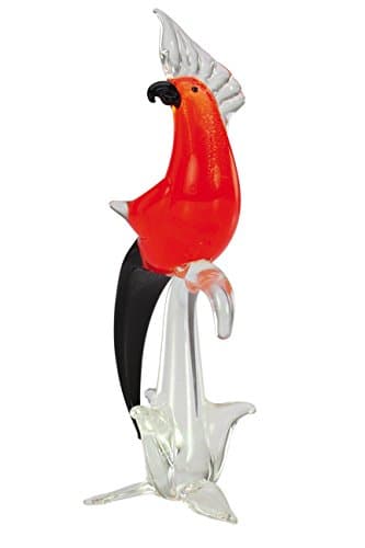 Global Village Glass Red Silver Bird on Perch Mini 5"