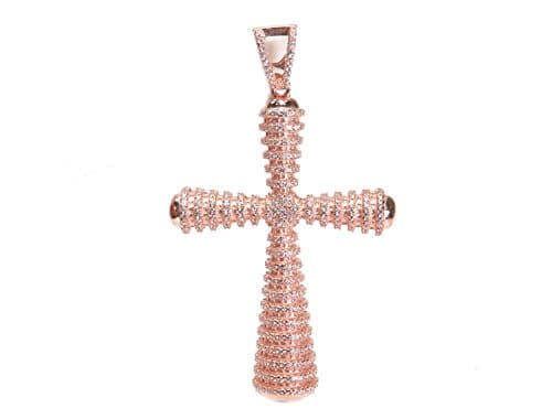 Rose Silver Cross Pendant (67 mm, 40 mm, 17.10 Grams)