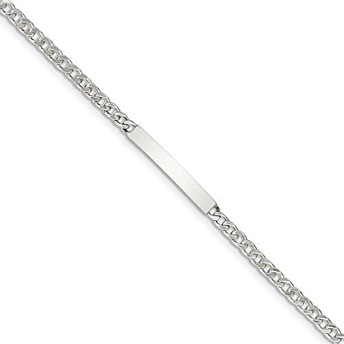 Sterling Silver Polished Engraveable Curb Link ID Bracelet Length 7"