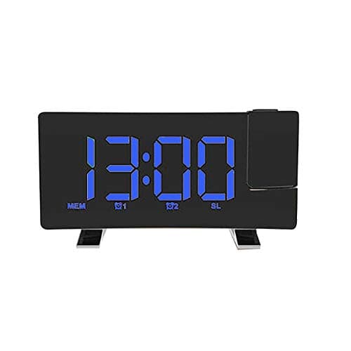 nago0 Projection Alarm Clock - USB Charging Adjustable Brightness Curved Screen LED Display Alarm Clock with Dual Alarms,Snooze Function and FM Radio Digital Projection Clock
