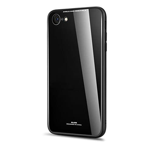 iPhone 7 Case, iPhone 8 case, (TPU + Glass)2 in 1 Shock Absorption Double Protection Military-Grade Defender Hybrid Case Cover for iPhone 8, iPhone 7 – Black