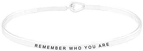 Women's "Remember Who You Are" Silver Tone Hook Bracelet. Size : 0.2" H, 2.5" D.