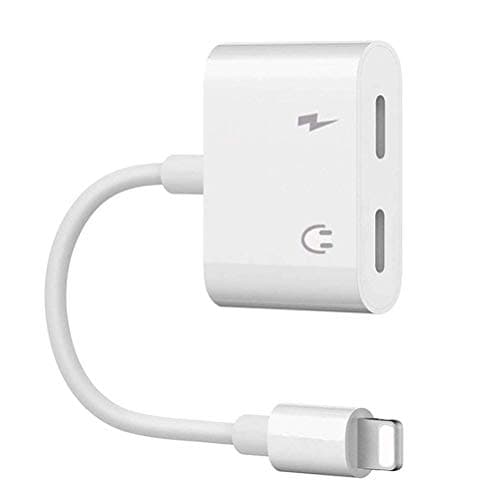 DEJUAE 2 in 1 Headphone Adapter Splitter Jack Aux Cable Charger Charger Cables & Audio Connector - White