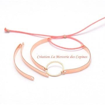 X2 Half Bangle Bar Connectors for Bracelet Bangle Rose Gold 48x4x1 mm, hole: 1.5 mm.
