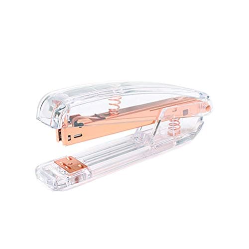 Rose Gold Stapler with Staples 1000 Pieces, 25 Pages Capacity, Acrylic Clear Desktop Stapler Offered by Runying - a Classic Modern Design to Brighten up Your Desk, for Office School Home Accessory