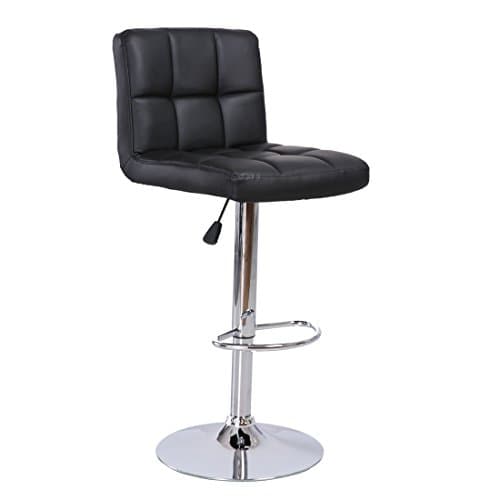 C HENGCHANGCHAIRS Flourish Office Leather Adjustable Swivel Bar Stools Kitchen Chair with Back Black