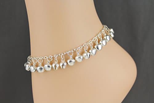 silver Jingly bells anklet ankle bracelet jingle bell adjustable 7.5 to 11.5 inches long belly dancer