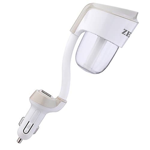Car Aroma Diffusers & Cool Mist Car Humidifiers, ZELAF 2nd-Gen Z8 Mini Travel Portable Cool Mist Ultrasonic Humidifier & Essential Oils Diffuser with 2.1A Dual USB Car Charger (White)