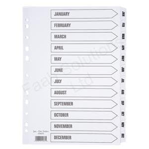 OfficeForce 20 Sets of A4 White Monthly Jan-Dec Index Dividers - With FREE OfficeForce Jotter Pad (see inset)