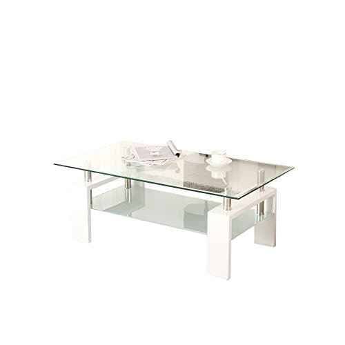 Tempered Glass Side Table Coffee Table In Living Room,White