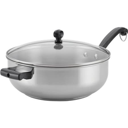 Farberware Classic Stainless Steel Cookware Covered Chef Pan, 6 Quart, with Helper Handle