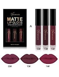 Liquid Lipstick Set-Lasting Matte Lip Stick Make Up Waterproof Velvet Batom Nude Sexy Lip Gloss Cosmetics Kit-3 Color (A)
