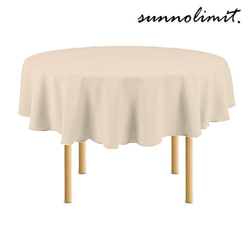 sunnolimit Tablecloth - 70 Inch dia -Beige-round Polyester Table Cloth, Wrinkle,Stain Resistant - Great for Buffet Table, Parties, Holiday Dinner & More