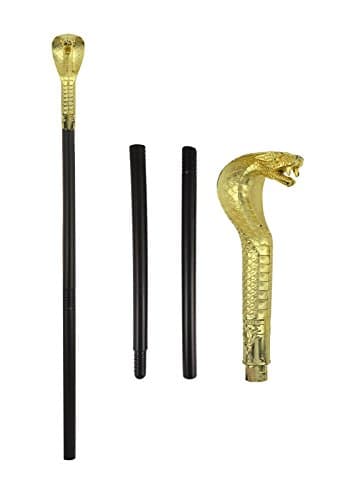 Cane Snake Scepter Gold Top 3 Pc Set Egyptian Pharaoh Fancy Dress Stick