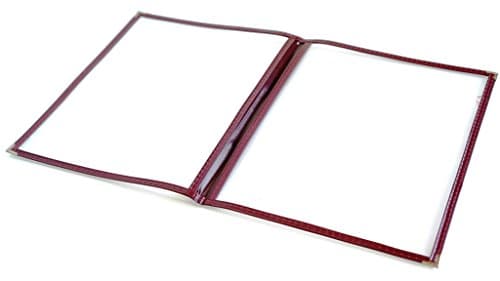 Happypinto (25 Pack) 8.5" x 11" Restaurant Menu Covers, Double Stitched Leatherette, High Gauge Vinyl & Gold Corners (2 Pages 4 Views, Burgundy)