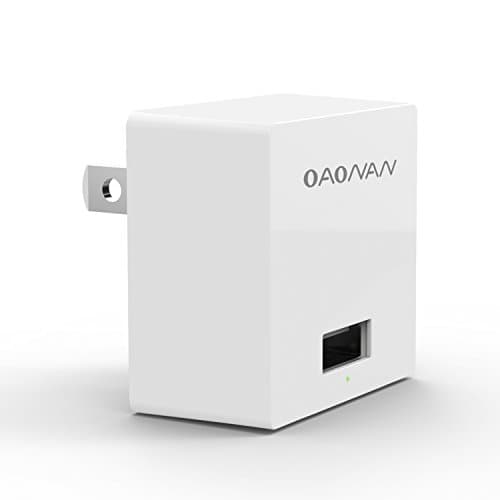 OAONAN USB Wall Charger 2.4A USB Travel Power Adapter with AiPower Technology Output Flat Plug for iPhone X / 8 / 7 /Plus, iPad Pro / Air 2 / Mini 4, Samsung & Other USB Charging Devices (White)