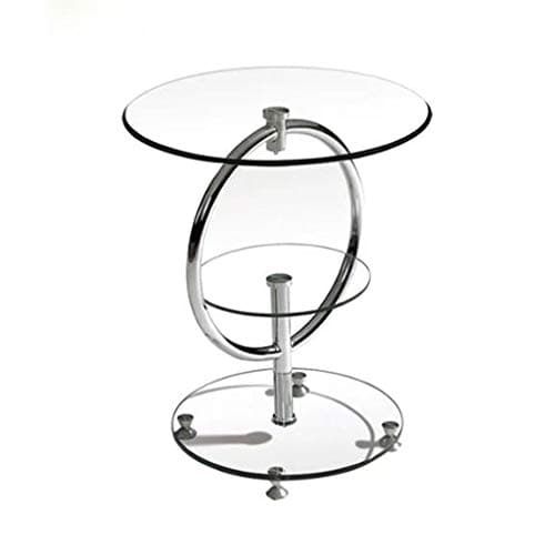 WGYDREAM End Side Tables, Sofa Table, Tempered Glass Round Couch Table, Simple Metal 3 Tier Coffee Corner Table, Household Reading Telephone Table, 5057cm Snack Table