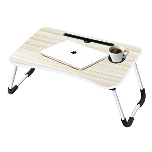 Laptop Desk,Laptop Bed Tray Table Large Foldable Laptop Notebook Stand Desk with Ipad and Cup Holder Perfect for Eating Breakfast, Reading Book, Working,Watching Movie on Bed/Couch/Sofa (Beige)