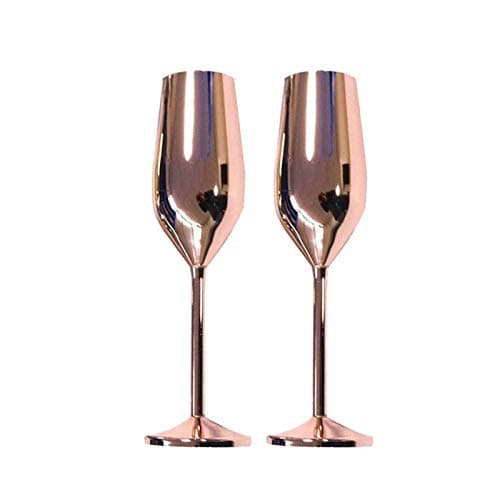 Loune Week Drinking Glasses Sets 2pcs/Set Stainless Steel Red Wine Glass Wedding Toasting Champagne Flutes Glasses 210ml Drink Cup Party Marriage Wine Decor, Blue