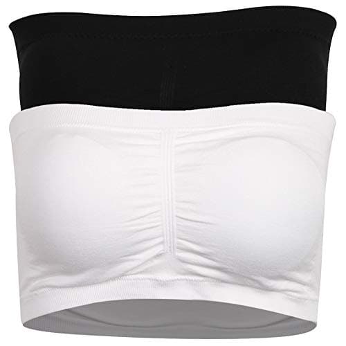 CLANDY Women's Seamless Bandeau Bra, Basic Padded Wire-Free Stretch Tube Top Bra 1-3 Pack