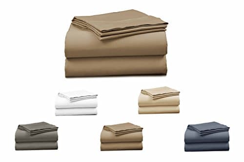 Elles Bedding Collections Bed Sheets 100% Cotton Sheet Set 400 Thread Count Wrinkle Free Bedding Set Canvas Queen