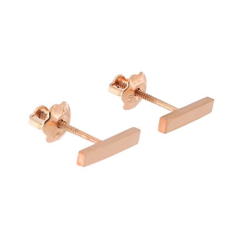 Automic Gold Solid 14k Rose Gold Bar Screwback Earrings