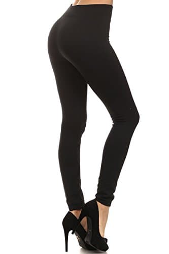 Rock N Salt Fleece Leggings Thick Solid Warm Full length Women Sexy (S/M/L, Regular Black)