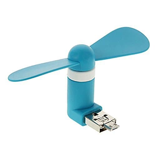 ChuangYi Portable 2in1 OTG Micro USB Mini Phone Fan Dock Handy Cooler Cooling Flexible Personal Mini Fan for Android Phone,Tablet Notebook,Mobile power (Blue)